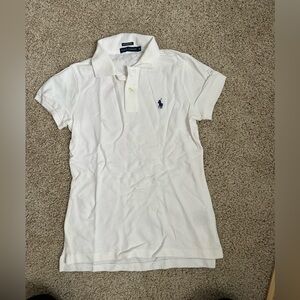 Ralph Lauren White Polo with Navy Pony Embroidery